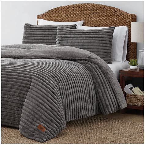 Frye Channel Comforter 3 Piece Queen Set Grey Costco Au