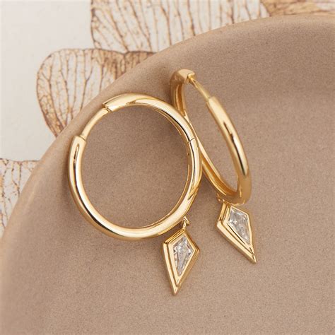 Gold Sparkle Drop Pendant Hoop Earrings Ania Haie