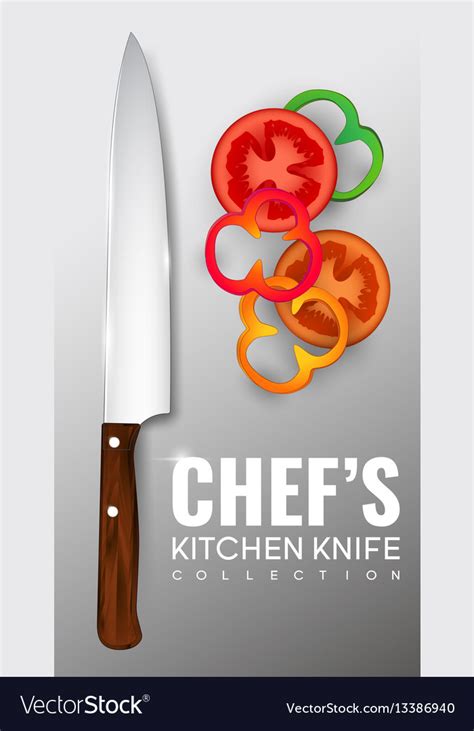 Realistic chef knife poster Royalty Free Vector Image