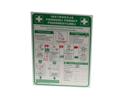 Tabliczka INSTRUKCJA PIERWSZA POMOC Pvc SOLIDNA 7060766956