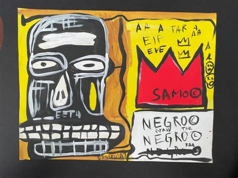 Jean Michel Basquiat SAMO Malerei Auf Papier Rote Krone 11 X 8 5 Etsy De