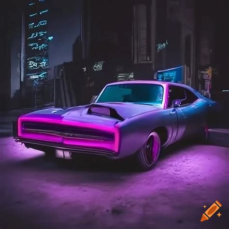 Powerful Oldschool Cyberpunk Dodge Charger