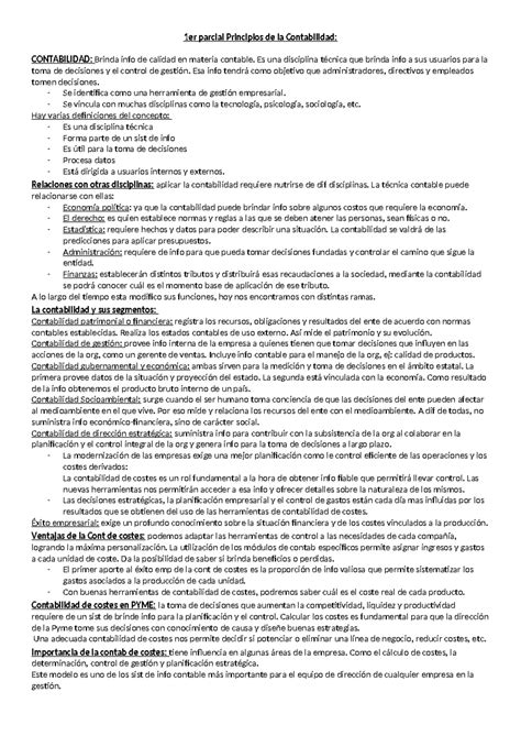 Resumen 1er Parcial Principios De La Contabilidad 1er Parcial