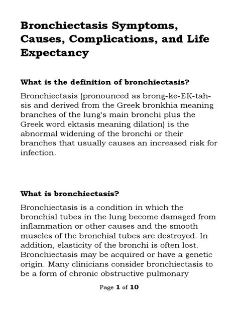 Bronchiectasis Symptoms | PDF | Lung | Chronic Obstructive Pulmonary ...