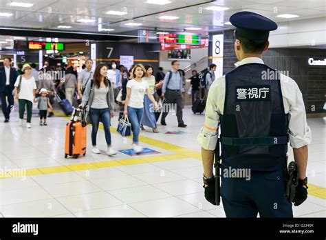 A Police Officer Patrols Tokyo Station On May 23 2016 Tokyo Japan