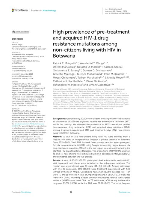 PDF High Prevalence Of Pre Treatment And Acquired HIV 1 Drug