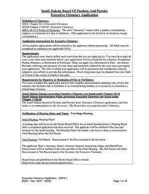 Fillable Online Doc Sd Executive Clemency Sdpa Form Fax Email Print