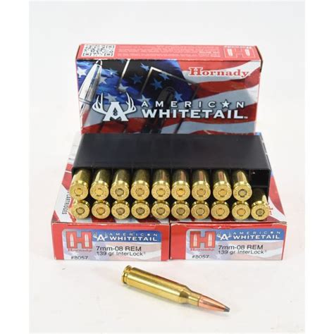 60 Rounds Hornady American Whitetail 7mm 08 Rem 139gr Interlock Ammunition Landsborough Auctions