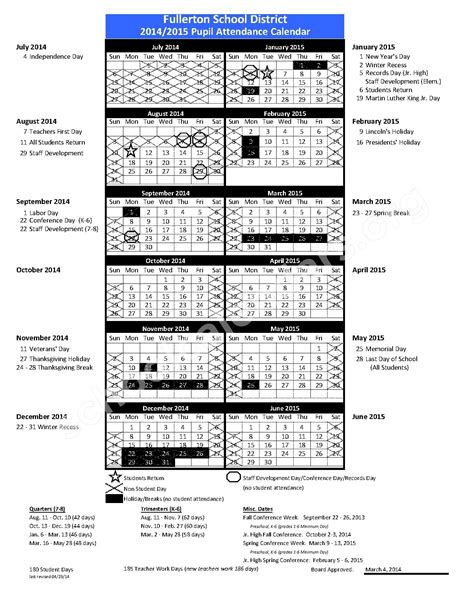 Fullerton Elementary School District Calendar 2024 - Schoolcalendars.net