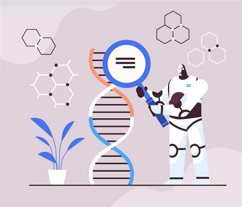 Científico robótico que trabaja con adn robot investigador haciendo