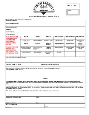 Fillable Online Northlibertyiowa Fee Zoning Compliance Application