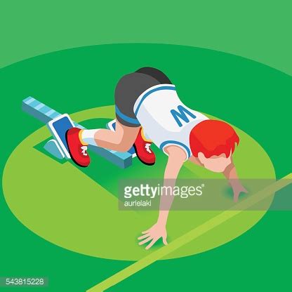 Running Starting Line Kids Marathon 3d Isometric Vector Image Stock ...