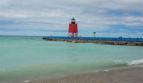 Charlevoix South Pier Light Station Smooth Wave Horizontal 12x20 Photo ...