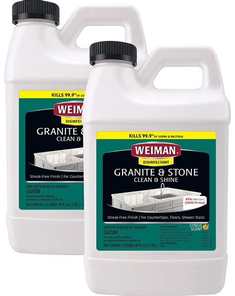 Buy Weiman Disinfecting Granite Cleaner And Polish 64 Ounce 2 Pack Safely Cleans And Shines