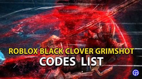 Roblox Black Clover Grimshot Codes (September 2023) - NEW