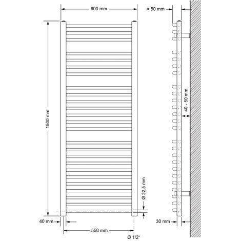 LuxeBath Radiador Toallero Eléctrico de Baño Diseño Sahara 600x1500 mm