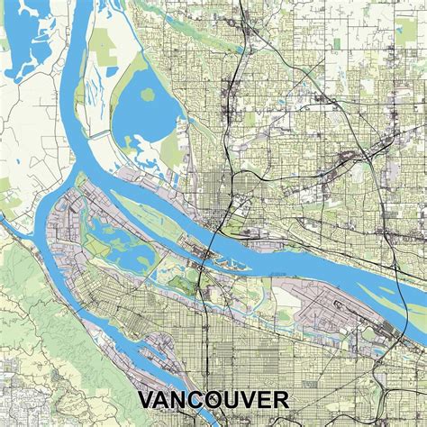 Vancouver, Washington, USA map poster art 45743683 Vector Art at Vecteezy