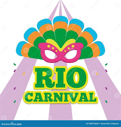 Colored Rio De Janeiro Carnival Poster With Traditional Mask Vector