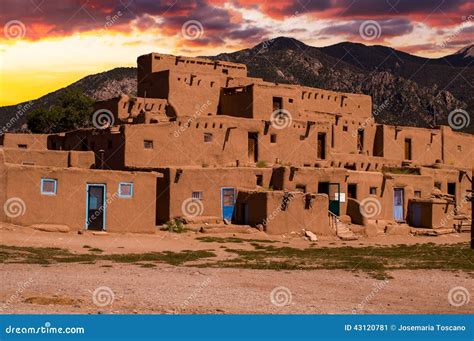 Adobe Houses in the Pueblo of Taos, New Mexico, USA. Stock Image ...