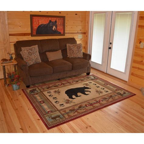 The Outdoorsmen Collection Rustic Lodge Red Bear Cabin Area Rug 5 3 X