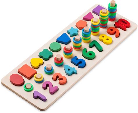 Wood Blocks Puzzle Board Set for Toddler Preschool Kids, Learning ...