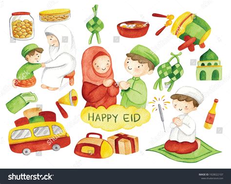 Vektor Stok Hand Drawn Eid Mubarak Idul Fitri Tanpa Royalti