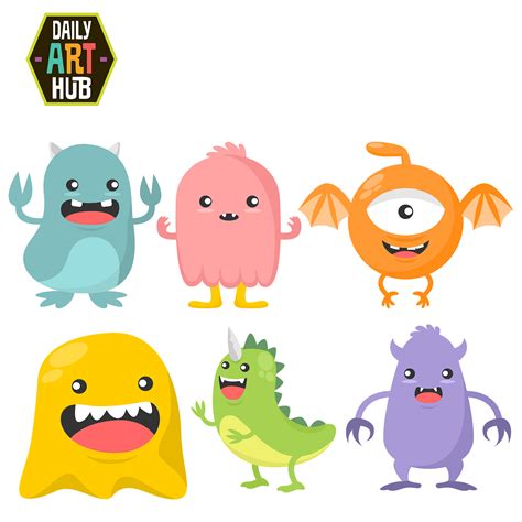 Cute Monsters Clip Art Set Daily Art Hub Graphics Alphabets And Svg