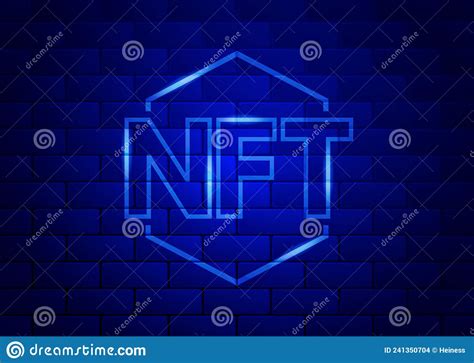 Concept Banner Nft Non Fungible Tokens On Dark Blue Brick Wall Stock