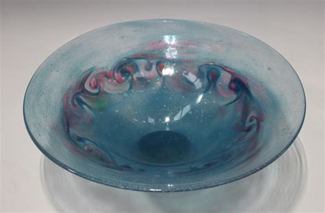 A Monart Glass Bowl 1930s Shape Bi Of Flared Circular Form On A