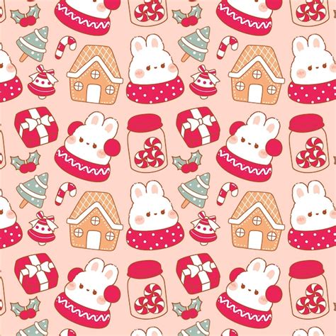 Premium Vector | Merry christmas with cute animals seamless pattern ...