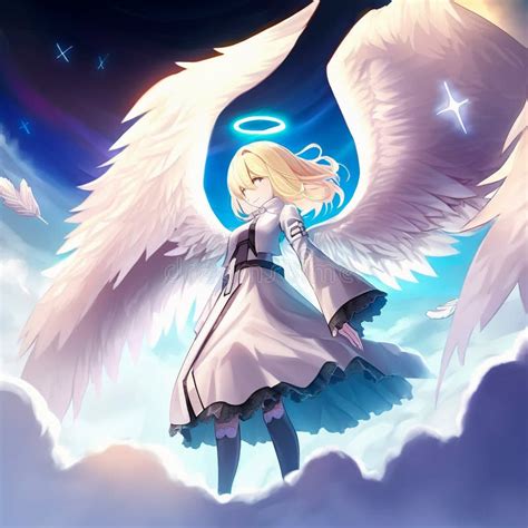 Beautiful Angel Girl in Anime Style Stock Illustration - Illustration ...