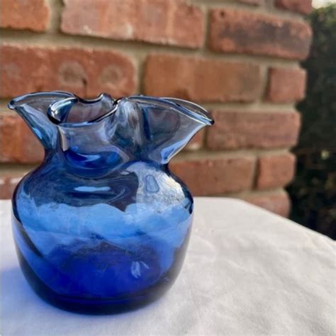 Accents Vintage Cobalt Sapphire Blue Swirled Glass Vase 35 Tall