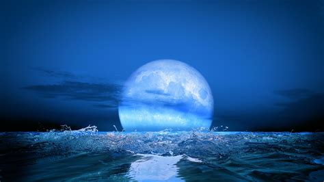 Time Lapse Of The Blue Moon Rising Reflected On The Ocean Stock Footage Blue Moon Time Lapse