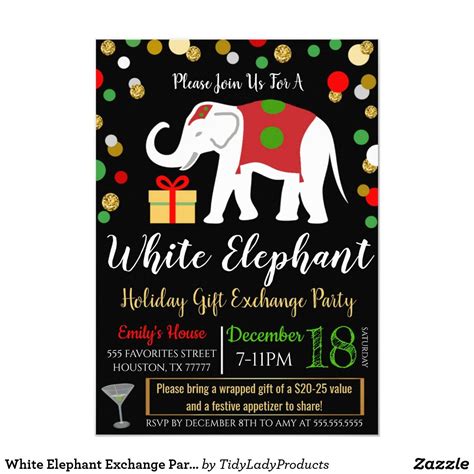 White Elephant Exchange Party Invitation Christmas Party Friends Xmas