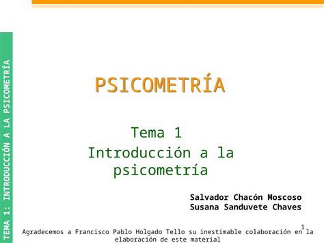 PPT TEMA 1 INTRODUCCIÓN A LA PSICOMETRÍA PSICOMETRÍA Tema 1