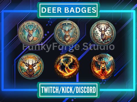 6 Twitch Sub Badges Deer Badges Animal Badges Pretty Kawaii Cute Stream ...