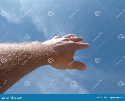 Male Hand Against Blue Sky Stock Image Image Of Held 7192595