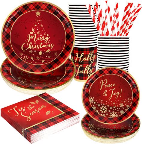 Amazon 350Pcs Merry Christmas Plates And Napkins Party Supplies