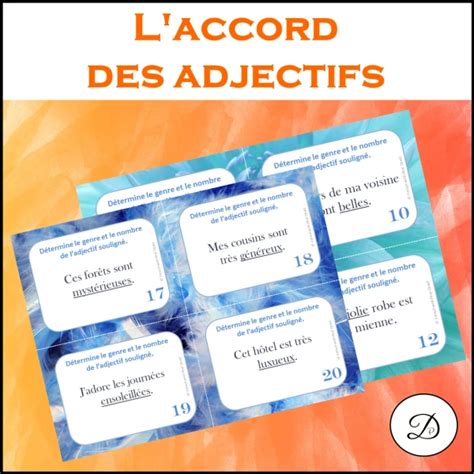 Part App L Accord Des Adjectifs Cartes T Ches