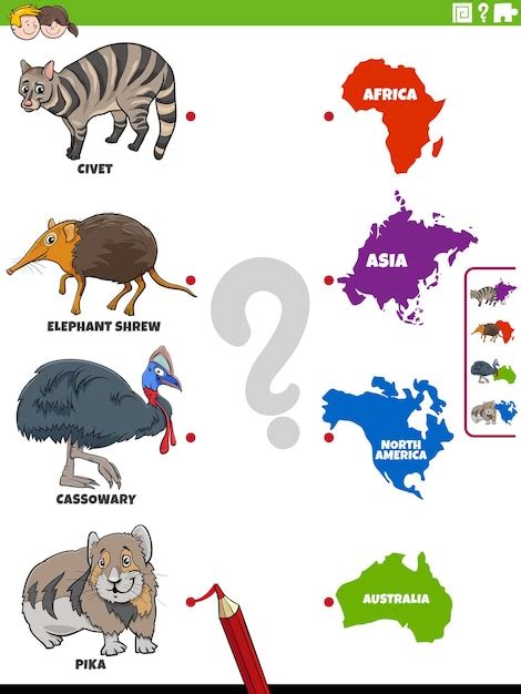 Premium Vector | Educational matching game with cartoon animal ...