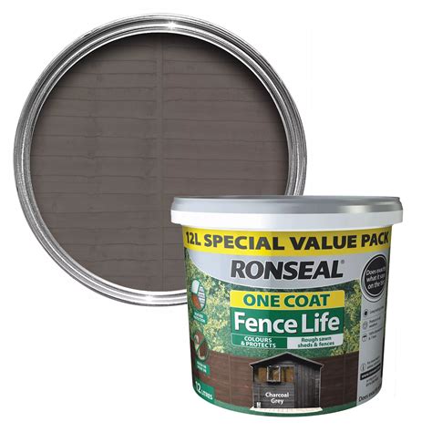 Ronseal One Coat Fence Life Charcoal Grey Matt Shed And Fence Treatment