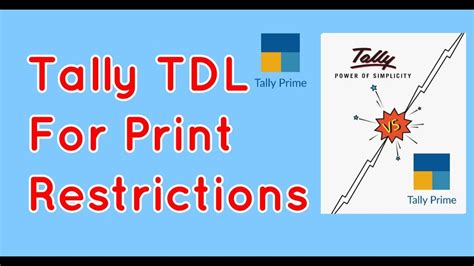 Tdl For Print Restrictions For Invoice In Tally Prime New Tally Prime Youtube