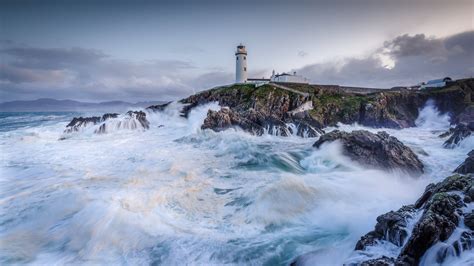 nature, landscape, coast, rocks, island, clouds, sky, storm, waves, sea ...