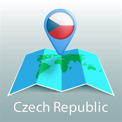 Premium Vector Czech Republic Flag World Map In Pin With Name Of