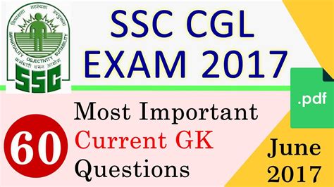 Most Important Current GK Questions Of June 2017 For SSC CGL Exam 2017