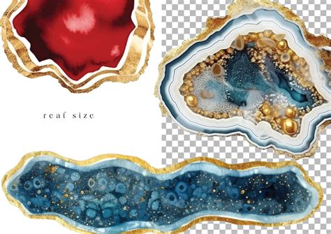 Agate Borders Digital Watercolor Clipart Green And Red With Etsy