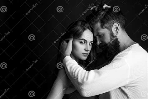 Passionate Man Gently Kissing Beautiful Woman With Desire Young Couple