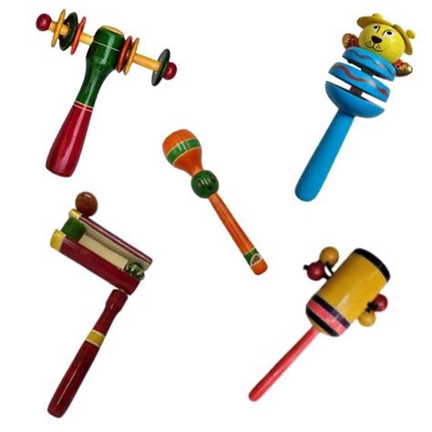 Wooden Rattles Toys, Develops Sensory Skill, Rattles Toy Set of 5 pcs