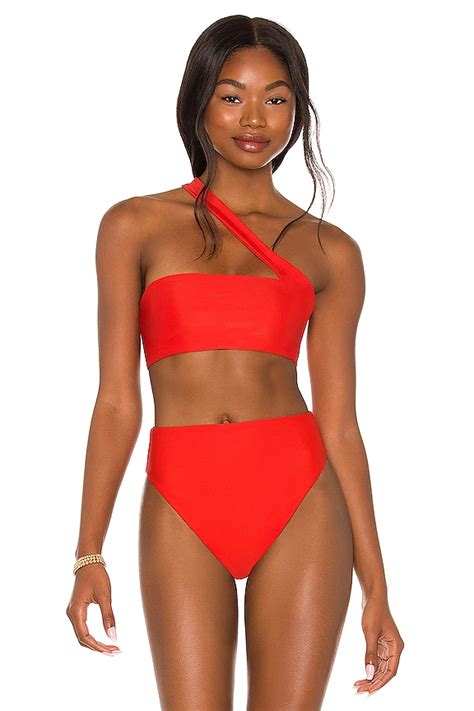 Jade Swim Halo Bikini Top In Coral Revolve