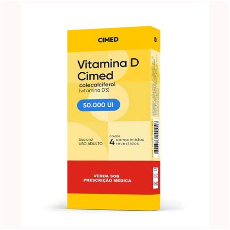 Vitamina D 50000Ui Cimed Caixa 4 Comprimidos Revestidos